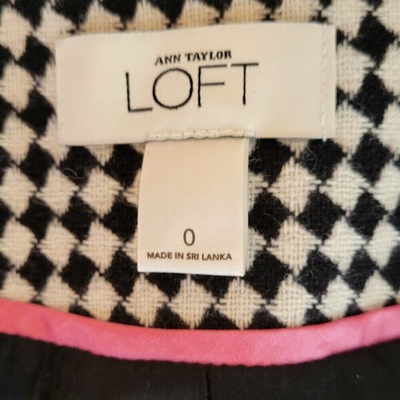 Ann Taylor Loft Hounds Tooth Tie Front Wool Blend Blazer Jacket Women's SZ 0 - Picture 13 of 15